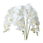 Fleurs artificielles de phalaenopsis 4 pi�ces feuilles fleurs d'orchid�es artificielles tiges de plantes ...
