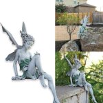 Fleur f�e sculpture jardin am�nagement paysager cour art ornement r�sine assis statue ext�rieur ange ...