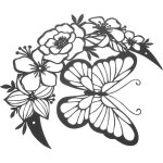 Fleurs papillon, lune d�coration murale, m�tal art mural d�coration d�coration d'int�rieur silhouette ...