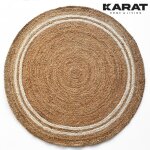 Tapis de jute mumbai rond tiss� � la main en fibres naturelles 90 x 90 cm