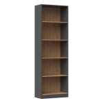 Florence - biblioth�que 5 �tag�res - dimensions 182x60x30 cm - meuble de rangement livres gris anthracite&ch�n ...