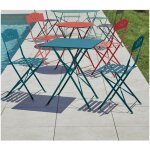Ozalide - table de jardin pliante - 2 places - bleu canard - florence
