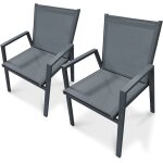 Dcb garden - floride - lot de 2 fauteuils de jardin empilables en aluminium