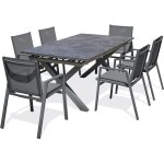Floride - ensemble repas de jardin 6 pl plateau cramique sur verre - dcb garden