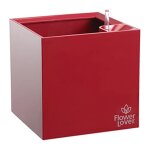 Flower lover - cubico pot auto irrigant - 27x27cm - rouge Flower lover - cubico pot auto irrigant - 27x27cm - rouge