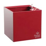 Flower lover - cubico pot auto irrigant - 27x27cm - rouge