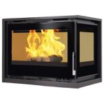 Fm biomasa - insert � bois 2 faces ventil� - firematic jenn - d 12. 8 kw foyer en vermiculite