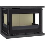 Fm biomasa - po�le � bois 3 faces suspendu ventil� - firematic columbia 3f 12. 5 kw foyer en vermiculite ...