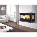 Fm calefaccion - insert  bois 3 faces ventil - firematic olly 13. 3 kw foyer en fonte - porte fonte ...