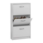 Fmd - meuble a chaussures - d�cor blanc - 3 abattants - 6 paires - l58, 5 x h104, 5 x p17 cm - fabriqu� ...