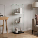 Foerpl - vitrine en verre avec led, vitrine colonne � 3 �tag�res pour collection, vitrine � vin en verre ...