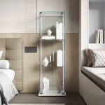 Foerpl - vitrine en verre avec led, vitrine colonne � 3 �tag�res pour collection, vitrine � vin en verre ...
