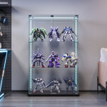 Foerpl - vitrine en verre avec led, vitrine colonne � 3 �tag�res pour collection, vitrine � vin en verre ...