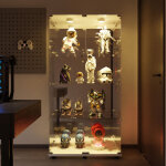 Foerpl - vitrine en verre avec led, vitrine colonne � 4 �tag�res pour collection, vitrine � vin en verre ...