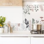 Fond de hotte adh�sif - champ�tre - multicolore - aluminium - 60x70 cm