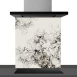 Hxadeco - fond de hotte d�corative, fleurs au fusain noir et blanc 60x70 fond de hotte