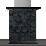 Hxadeco - fond de hotte d�corative, op art noir 60x70 fond de hotte