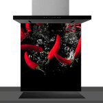 Hxadeco - fond de hotte dcorative, piments rouges rouge 60x70 fond de hotte