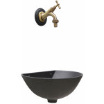 Fonderia bongiovanni - fontaine murale 600 en fonte grise avec robinet en laiton 303b pour jardin à la ... Fonderia bongiovanni - fontaine murale 600 en fonte grise avec robinet en laiton 303b pour jardin à la ...