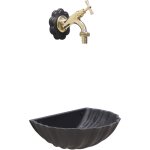 Fonderia bongiovanni - fontaine murale conchiglia en fonte grise avec robinet en laiton pour la maison ...