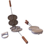 Fonderia bongiovanni - tigelliera 4 places + coupe ptes en aluminium pour tigella ou crescentine + recette ...
