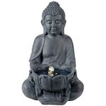 Fontaine de bouddha solaire. lumire chaude. 29. 5x28x45cm