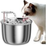 Fontaine � eau chat, 2l fontaine � eau pour chat en acier inoxydable, pompe super silencieux, distributeur ...