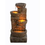 Fontaine extrieure en cascade de bols et de pierres empiles de 33, 27 pouces avec lumires led, marron ...