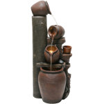 Fontaine de jardin 99 cm avec �clairage led, pompe � eau et cascade d�corative effet pierre et bois, ...