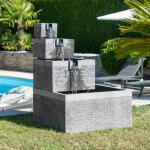 Wanda collection - fontaine de jardin bassin carré 4 coupes noir gris Wanda collection - fontaine de jardin bassin carré 4 coupes noir gris