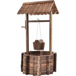 Fontaine de jardin en bois, fontaine d�corative avec toit & seau en bois & manivelle, fontaine � souhaits ...
