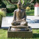 Fontaine de jardin bouddha assis 1 m 20 patiné Fontaine de jardin bouddha assis 1 m 20 patiné