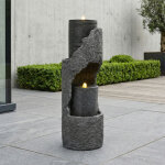 Fontaine de jardin avec �clairage led et pompe � eau, aspect pierre naturelle, design d�coratif, r�sine ...