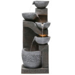 Fontaine de jardin avec �clairage led, pompe � eau, habillage ext�rieur en pierre artificielle et bassin ...