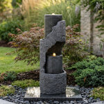 Fontaine de jardin avec �clairage led ? rev�tement pierre artificielle, pompe � eau, jeu d?eau pour ext�rieur ...