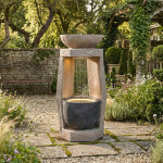 Fontaine de jardin avec led et pompe � eau, effet pierre naturelle, pour terrasse balcon entr�e, r�sine ...