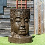 Wanda collection - fontaine de jardin mur d'eau visage de bouddha 1 m 20 brun antique Wanda collection - fontaine de jardin mur d'eau visage de bouddha 1 m 20 brun antique