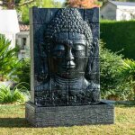 Fontaine de jardin mur d'eau visage de bouddha 1 m 50 noir Fontaine de jardin mur d'eau visage de bouddha 1 m 50 noir