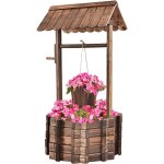 Costway - fontaine de jardin puits en bois d'extrieur 56 x 56 x 114 cm dcoration de jardin / terrasse ...