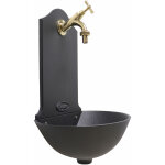 Fontaine murale malaga de couleur fonte et robinet en laiton poli pour la maison et le jardin