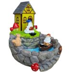Fontaine solaire de jardin en r�sine, d�coration paysag�re ext�rieure pour terrasse, jardin et patio