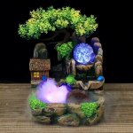 Fontaine de table d'intrieur en polyrsine avec clairage led, fontaine cascade de bureau avec dcor ...