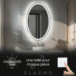 Foram - miroir led lumineux 50x70 cm vivian - vertical ovale de salle de bain mural avec clairage blanc ...