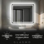 Foram - miroir lumineux de salle de bain 90x100 cm siena - vertical arrondi moderne miroir avec led illuminati ...