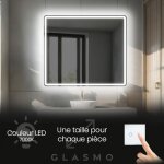 Foram - miroir salle de bain led 100x90 cm naomi - horizontal arrondi miroir mural avec clairage intgr ...