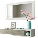 Fores habitat s. l. u. - kit meuble d'entre 1 tiroir + 1 miroir 'midi' blanc et bois - sjour