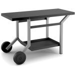 Forge adour - table roulante en acier pour plancha noir et gris clair mat