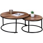 Fornord - lot de 2 tables gigognes 57 et 77 cm en bois marron et métal noir Fornord - lot de 2 tables gigognes 57 et 77 cm en bois marron et métal noir