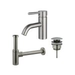 Fortifura calvi kit mitigeur lavabo - robinet bas - bonde clic clac - siphon design - pvd inox bross� ...