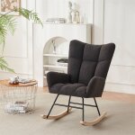 Fortuna lai - fauteuil  bascule allaitement scandinave, rocking chair avec dossier haut et accoudoirs, ...